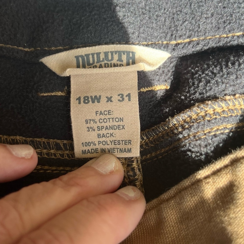 Duluth Trading Co Fleece Lined by Black and Tan Work Pants
